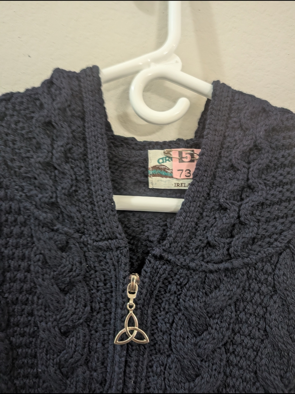 Aran Crafts Navy Hooded Cable-Knit Zip Cardigan - Picture 4 of 11